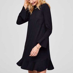 Loft Black Ponte Flounce Dress - Size S